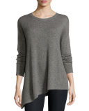 Asymmetric Metallic Crewneck Cashmere Sweater