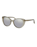 Mirrored Transparent Cat-Eye Sunglasses, White Gold/Platinum