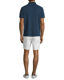 Textured Striped Short-Sleeve Pique Polo Shirt, Midnight