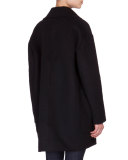 Open-Front Cashmere Swing Jacket, Black/Navy