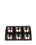 Butterfly Crocodile Small Slicer Clutch Bag, Black/Multi
