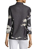 Floral-Print Knit Jacket