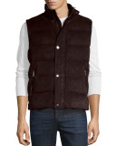 Suede Puffer Vest, Chocolate