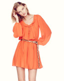 Poet Long-Sleeve Mini Dress, Sienna