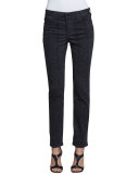 Sheri Python-Print Skinny Pants, Dark Ash