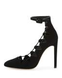 Bimba Suede Lace-Up 110mm Pump, Black