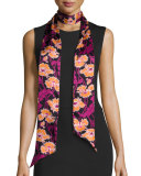 Honesty Silk Satin Skinny Poppy Scarf, Magenta