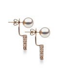 18K Rose Gold Linear Diamond & Pearl Jacket Earrings