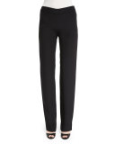 Silk-Blend Side-Zip Trouser Pants, Black