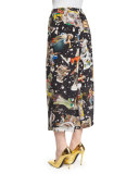 Monkey-Print Cropped Pants, Black
