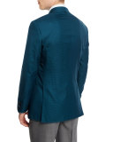 Houndstooth Wool-Blend Sport Coat, Green