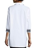 Techno Cotton High-Low Blouse, Bianco