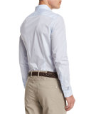 Dobby-Print Slim-Fit Sport Shirt, Steel Blue