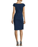 Charis Side-Ruffle Cocktail Dress, Blue Notte