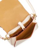 17 Tea Rose Leather Saddle Bag, Chalk