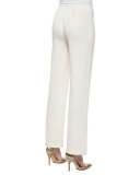 Knit Flat-Front Straight-Leg Pants