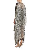 Leopard-Print Silk Caftan, Leopard