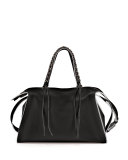 Gabria Sensua Calfskin Satchel Bag, Black/Milk 