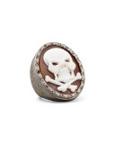 Diamond-Trim Hand-Carved Skull Cameo Ring