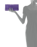 Gotham Crocodile Clutch Bag, Purple Matte