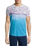 Beach-Print Short-Sleeve T-Shirt, Blue Pattern