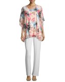 Pink Sky Burnout Caftan-Style Top 