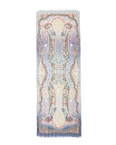Dhely Paisley Striated Silk Scarf, Blue 