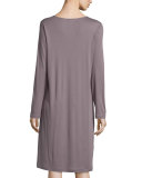 Adriana Long-Sleeve Nightgown, Warm Gray