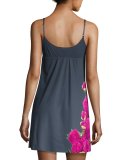Antique Lace-Print Chemise, Gray Floral