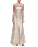 Wide-Strap Metallic Bandage Gown