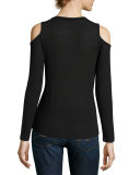 Fitted Cold-Shoulder Top, Black