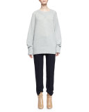 Chunky Cashmere Crewneck Sweater, Gray