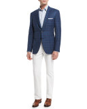 Micro-Check Grenadine Dress Shirt, Aqua