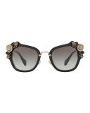 Gradient Embellished Square Sunglasses