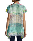 Nellis Short-Sleeve Printed Silk Tunic 