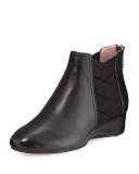 Folks Leather Demi-Wedge Bootie, Black