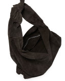 Bindle Knot Suede Hobo Bag, Black