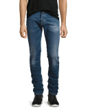 Medium-Wash Slim-Fit Stretch-Denim Jeans, Blue 