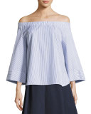 Corvara Striped Off-the-Shoulder Cotton Blouse 