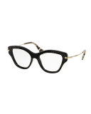 Bead-Trim Cat-Eye Optical Frames, Black
