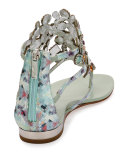 Crystal-Chandelier Thong Sandal, Multi