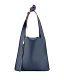 Estia Small Leather Tote Bag, Navy