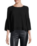 Nette Bell-Sleeve Fill-Hem Top