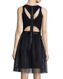 Sleeveless Beaded-Waist Mesh-Skirt Dress