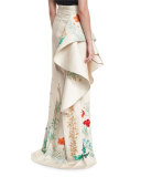 Cicilia Floral Ruffled Skirt, White