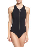 Ring Zip Racerback One-Piece Swimsuit