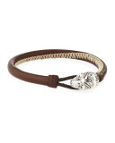 Kiri Leather Bracelet w/ 18k White Gold Closure & Red Sapphires