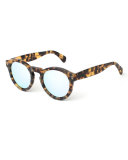 Leonard Round Mirrored Sunglasses, Tortoise/Silver