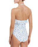 Sapri Strapless Ruffle One-Piece Swimsuit, White Ellora