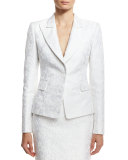 Floral Jacquard Structured Blazer, White